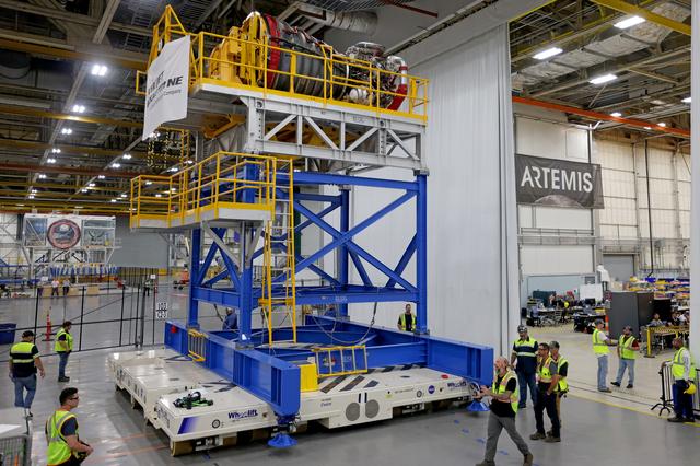 NASA image: Engine Installation Underway for Artemis II Moon Rocket at NASA Michoud 